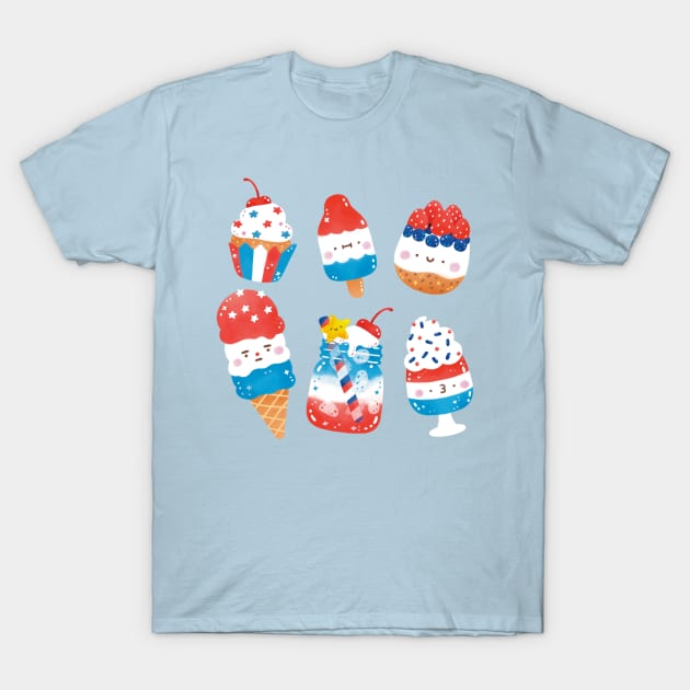 Red, White and Blue T-Shirt by Figberrytea